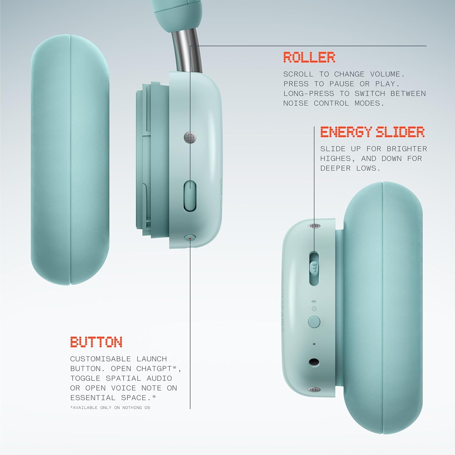 Headphone Pro Active Noise Canceling Wireless Headphones Bluetooth 5.4 over the Ear Headset, 50H ANC Playtime, Bass&Treble Slider, Custom Eq&Spatial Audio, Hi-Res LDAC, Light Green