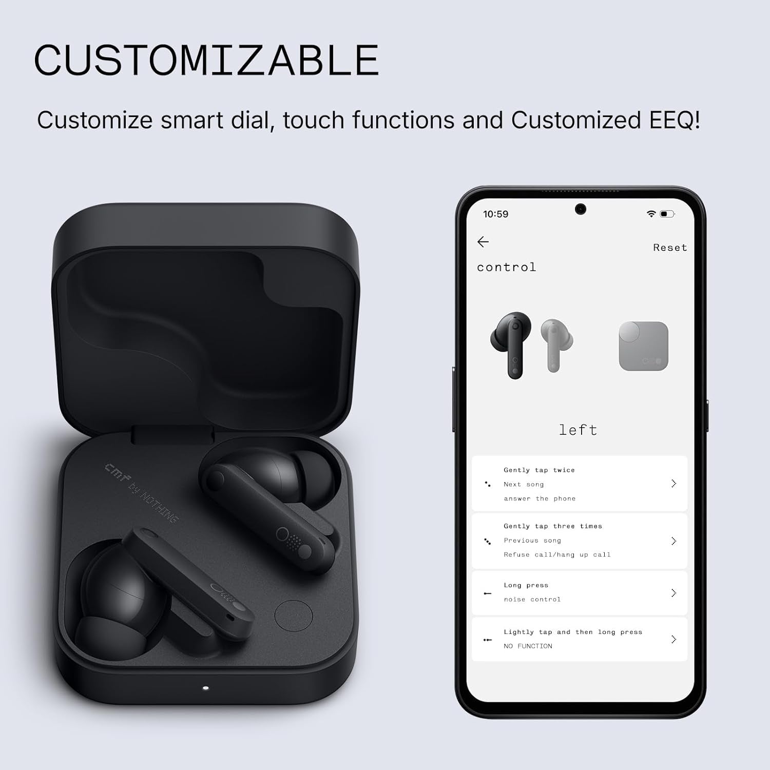 CMF Buds Pro 2 Wireless Earbuds with Smart Dial, 50Db Hybrid Noise Cancelling Earbuds Wireless Bluetooth 5.3, 11Mm Bass with LDAC, 6 Hi-Res Audio Mics, 43H Playtime, Fast Charging Case, Dark Grey
