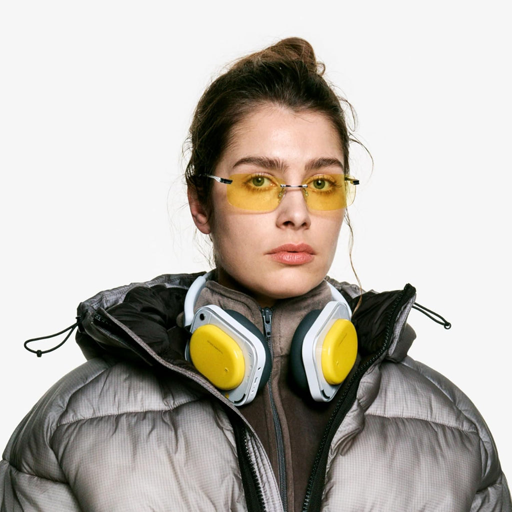 Headphone (A) 2026 New, Adaptive Active Noise Cancelling Headphones, Wireless over Ear Bluetooth 5.4 ANC Headset with LDAC Hi-Res, 5 HD Mics Ultra Bass via APP, 135 Hours Playtime, Yellow