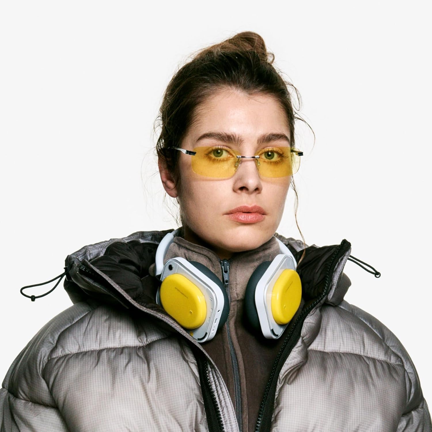 Headphone (A) 2026 New, Adaptive Active Noise Cancelling Headphones, Wireless over Ear Bluetooth 5.4 ANC Headset with LDAC Hi-Res, 5 HD Mics Ultra Bass via APP, 135 Hours Playtime, Yellow