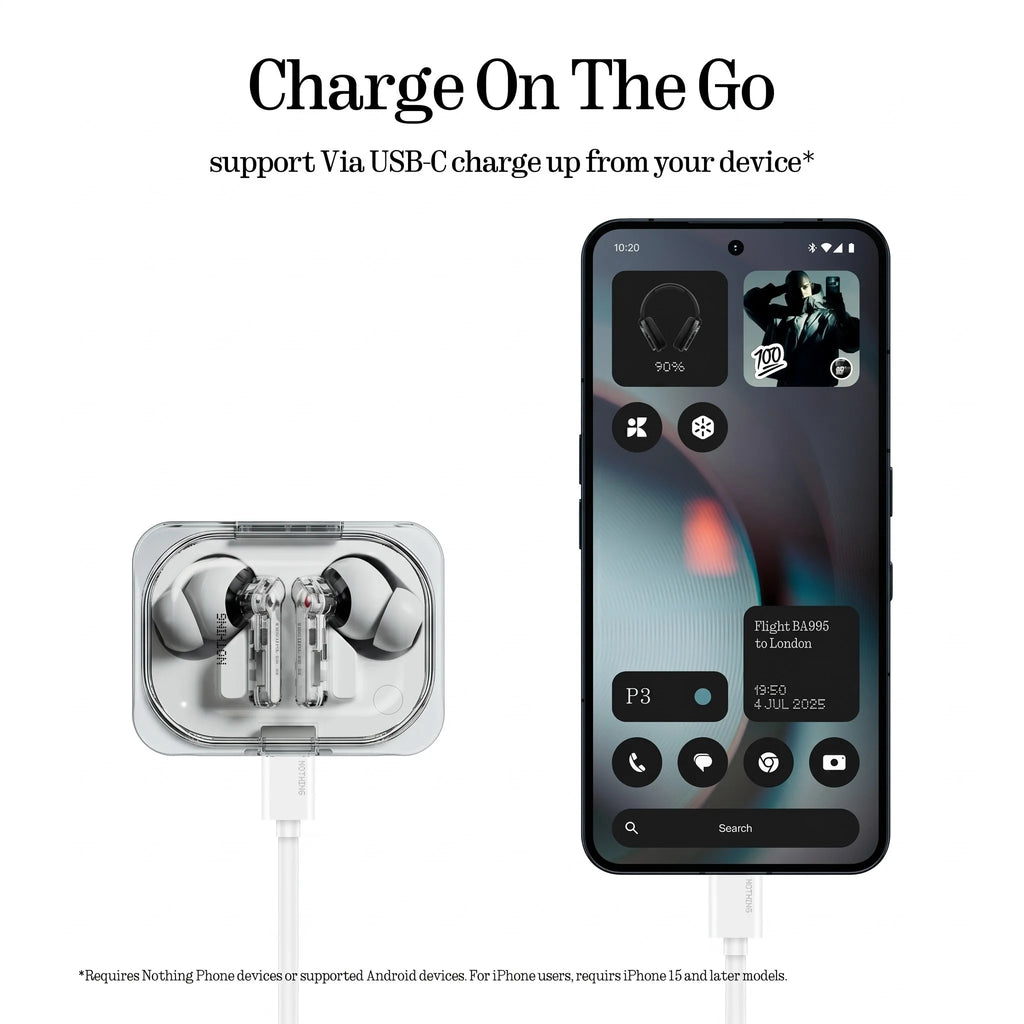 Ear (A) Wireless Earbuds, 45Db Hybrid Noise Cancelling Earbuds, Hi-Res Audio, Advanced Equaliser, Dual Connect, 6 Mics, 42.5H Playtime Ear Buds Wireless Bluetooth, White
